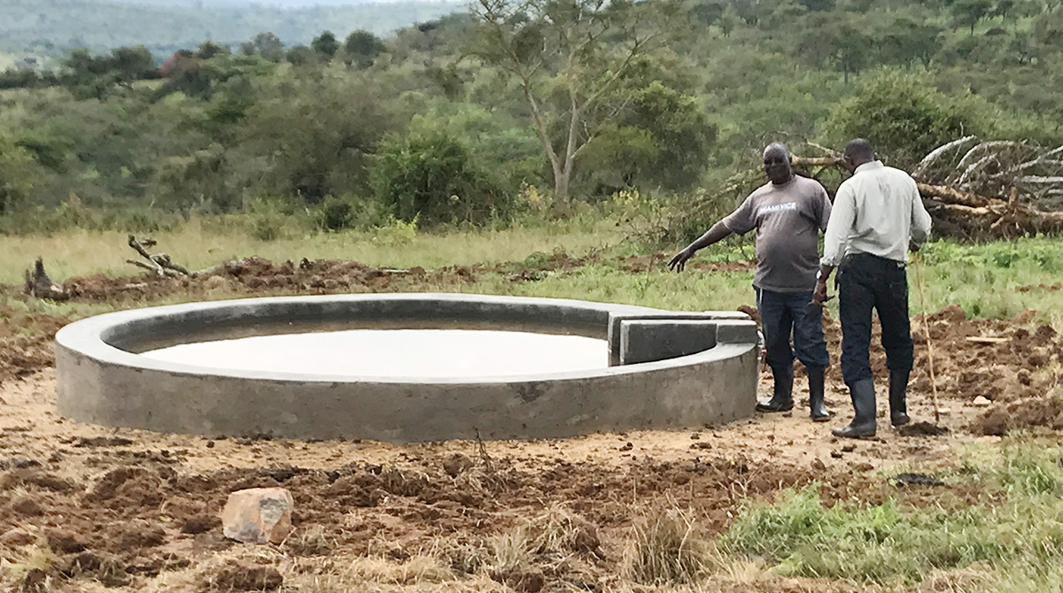 A dam constructed by one of the farmers for storage of water to support the cattle with drinking water in dry months