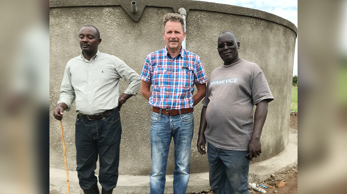 Martin with the farmers